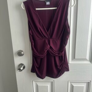 VENUS Women's Deep Burgundy Draped Blouse